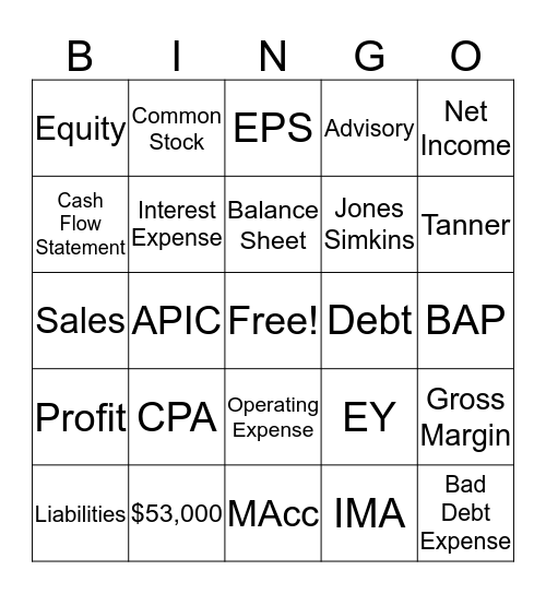 Accounting Bingo Card