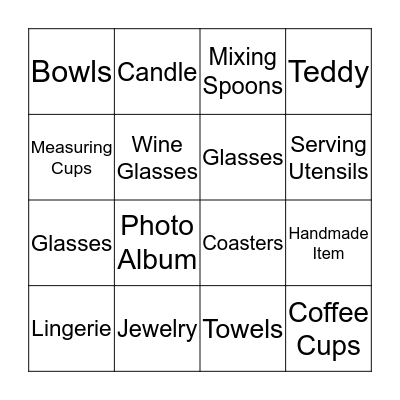 Gift Bingo Card
