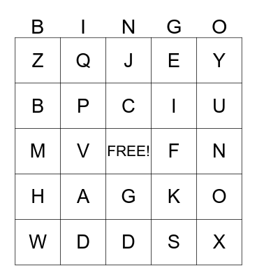 ALPHABET BINGO Card