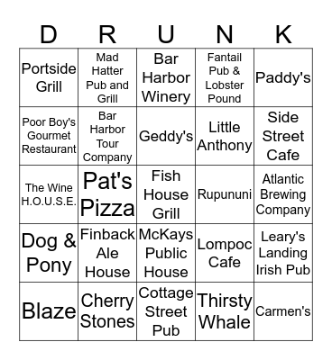 Gettin' Rowdy Summer 2013 Bingo Card