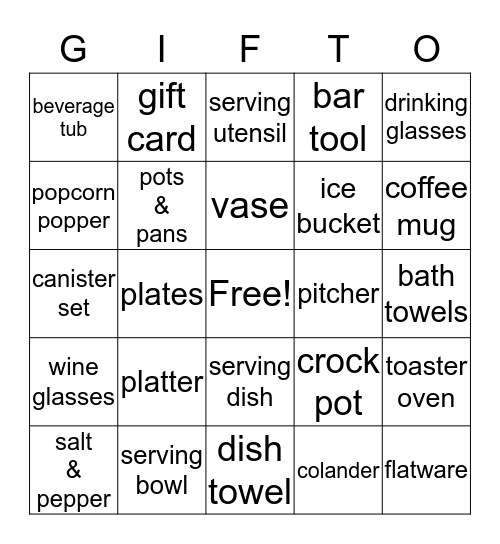 Grace and Parker Bingo Card