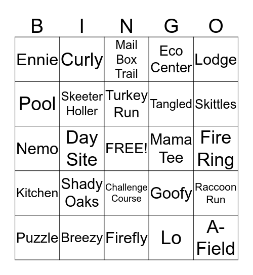 Camp MKW Bingo Card