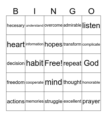 What make you "you"? Bingo Card