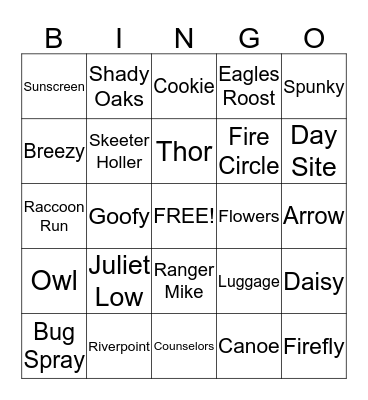 Camp MKW Bingo Card