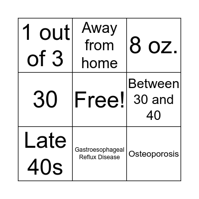 Young Adult Bingo Card