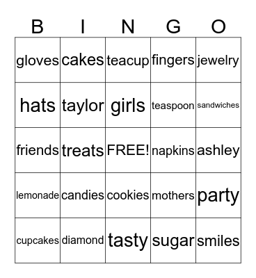 TEA PARTY  Bingo Card