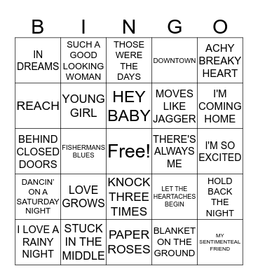 HITS 41 Bingo Card