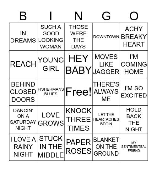 HITS 41 Bingo Card