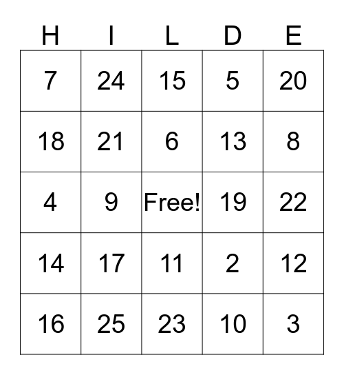 Hilde Fest Fun Bingo Card