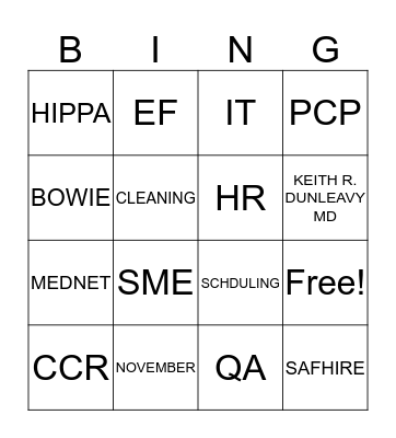 INOVALON BINGO Card