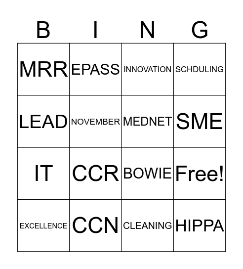 INOVALON BINGO Card