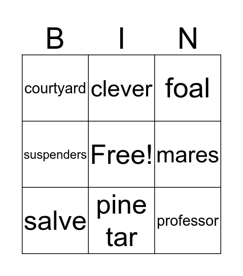 5 True Horse Stories Bingo Card