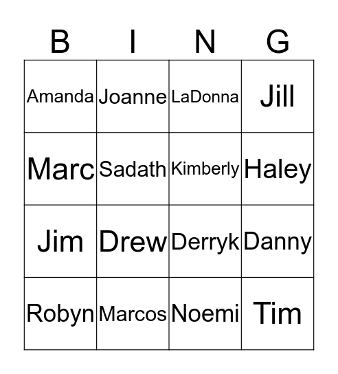 Team Bingo Card