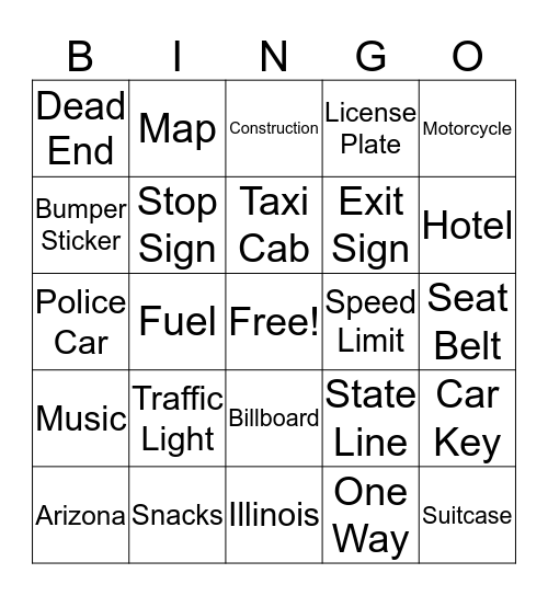 Route 66  Bingo Card