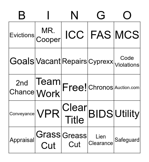 Mr.Cooper BINGO Card