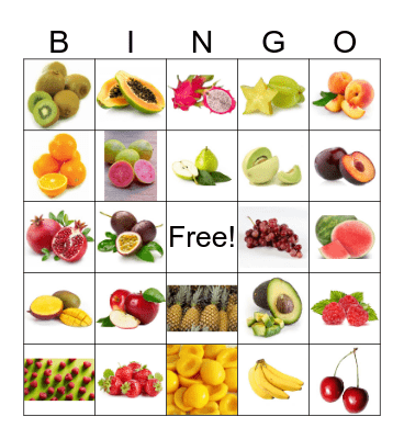 Fruits Bingo Card