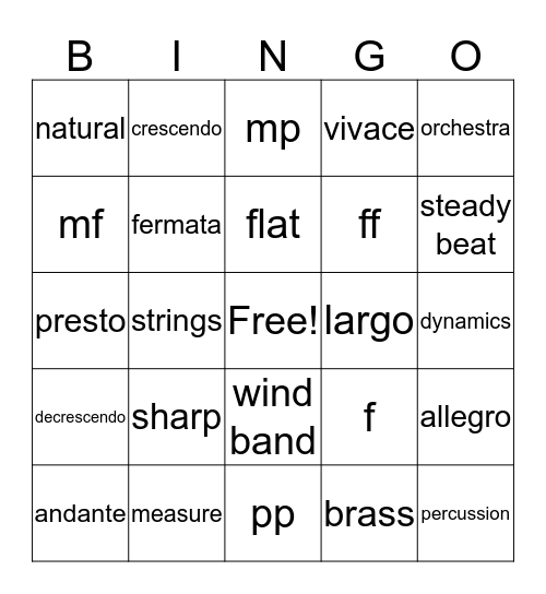 RHYTHM Bingo Card