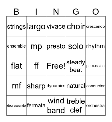MUSIC Bingo Card
