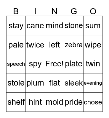 4th Grade Words Bingo Card