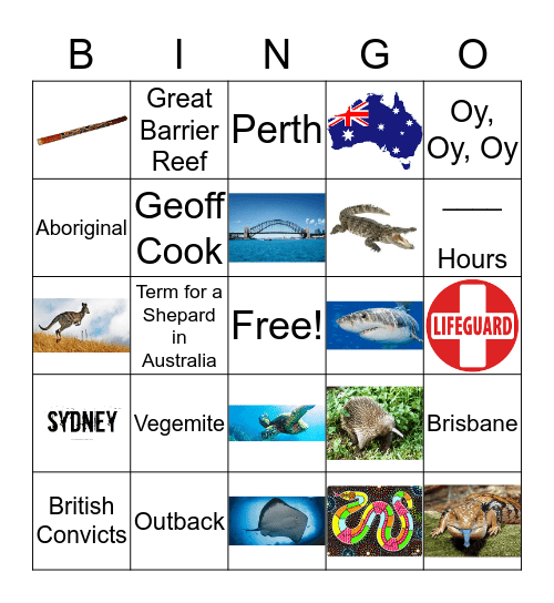 Australia  Bingo Card