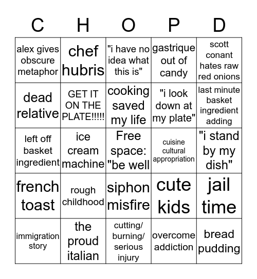 CHOPPED BINGO Card