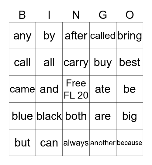 Wonders Bingo Card