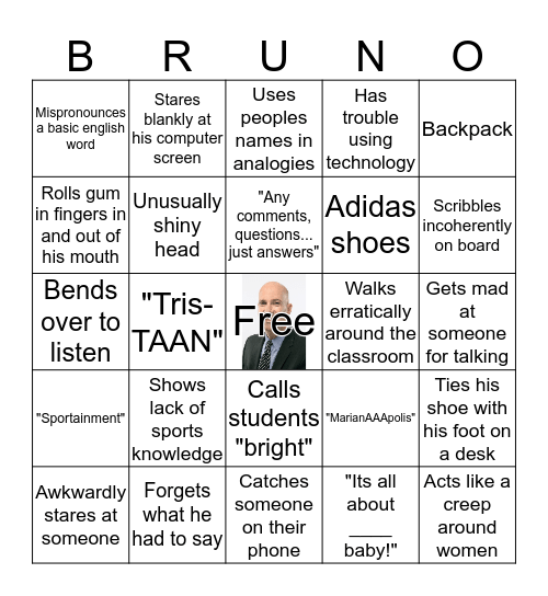 Bruno Bingo Card