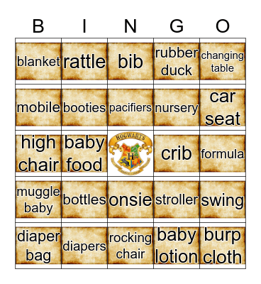 Muggle Baby Bingo Card