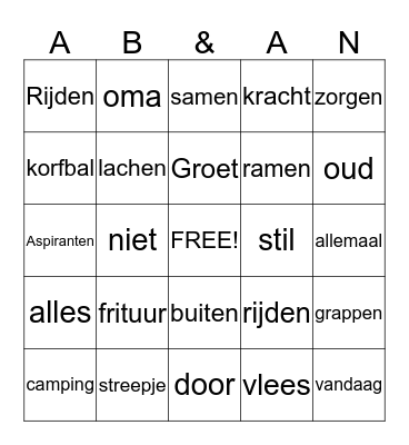 50 jaar      Bus Bingo   Bingo Card