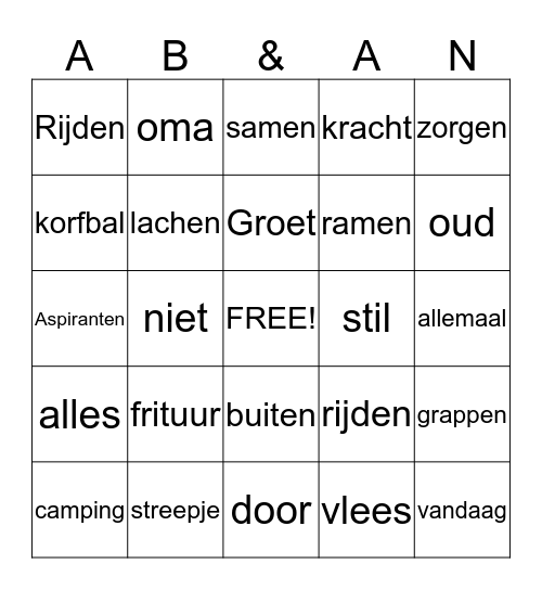 50 jaar      Bus Bingo   Bingo Card