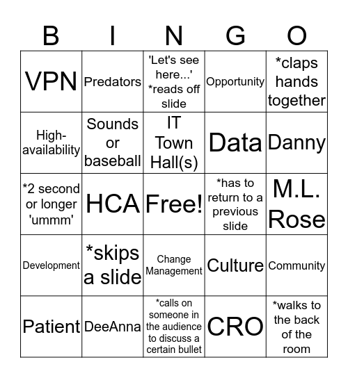 IT&S All Hands Bingo Card