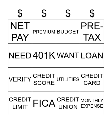 Reality Fair Bingo Card