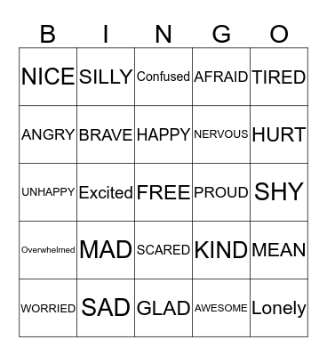 Feelings  Bingo Card