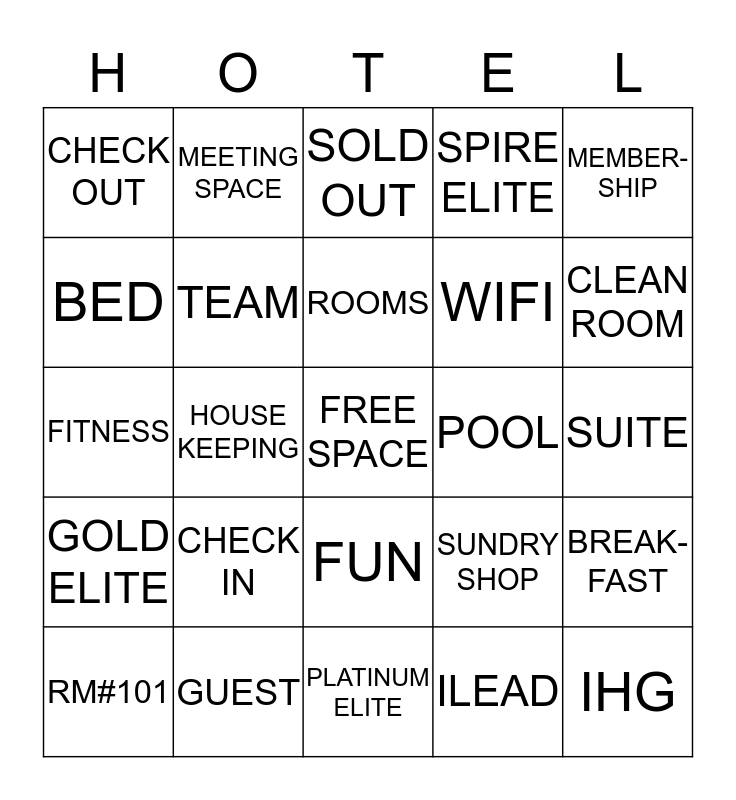 Holiday Inn Express Suite Cltnl Bingo Card