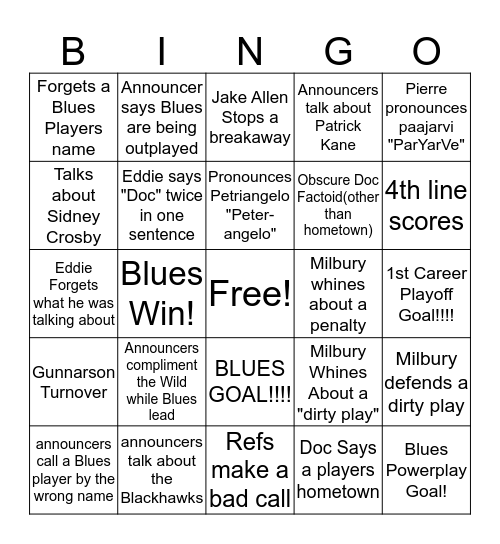 NBC Bingo Card