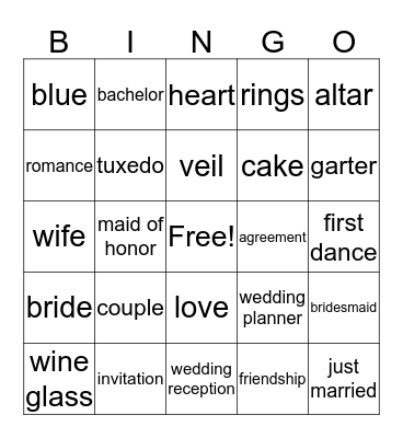 Bride Bingo Card