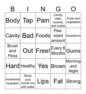 It Hits The Spot Bingo Card