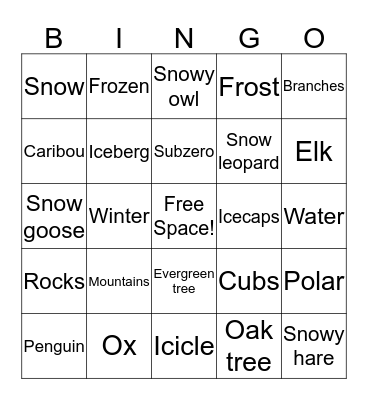 Tundra Bingo Card