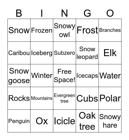 Tundra Bingo Card