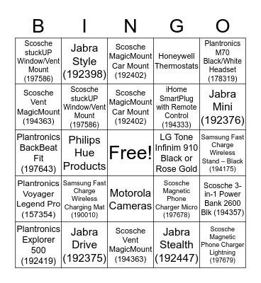 Accessory BINGO Card