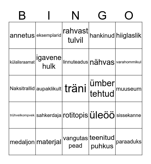MUUSEUMIS Bingo Card