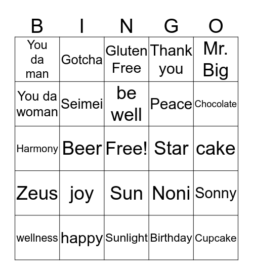 Birthday Girl Bingo Card