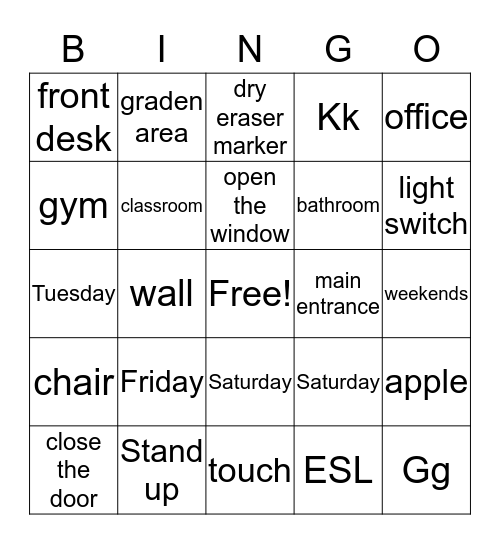 Week 1 Bingo Card