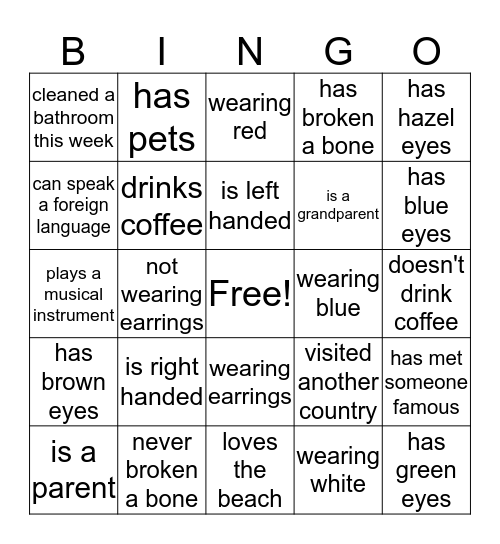 Let's Talk about You Bingo Card