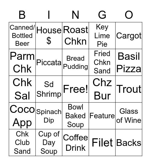 Charlestons Bingo  Bingo Card