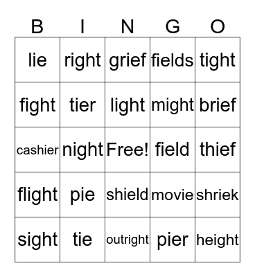 ie, igh bingo Card