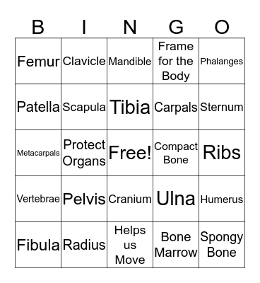BONE Bingo Card
