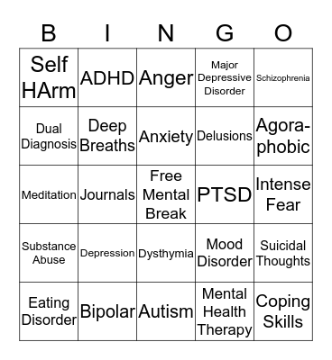 Therapeutic Bingo Card