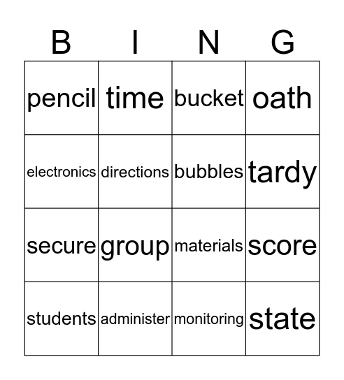 STAAR Training Bingo Card