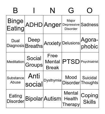 Therapeutic Bingo Card